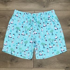 NWOT RSVLTS 7"‎ Hybrid Life's A Break Shorts Blue Pink Flamingo Size Large
